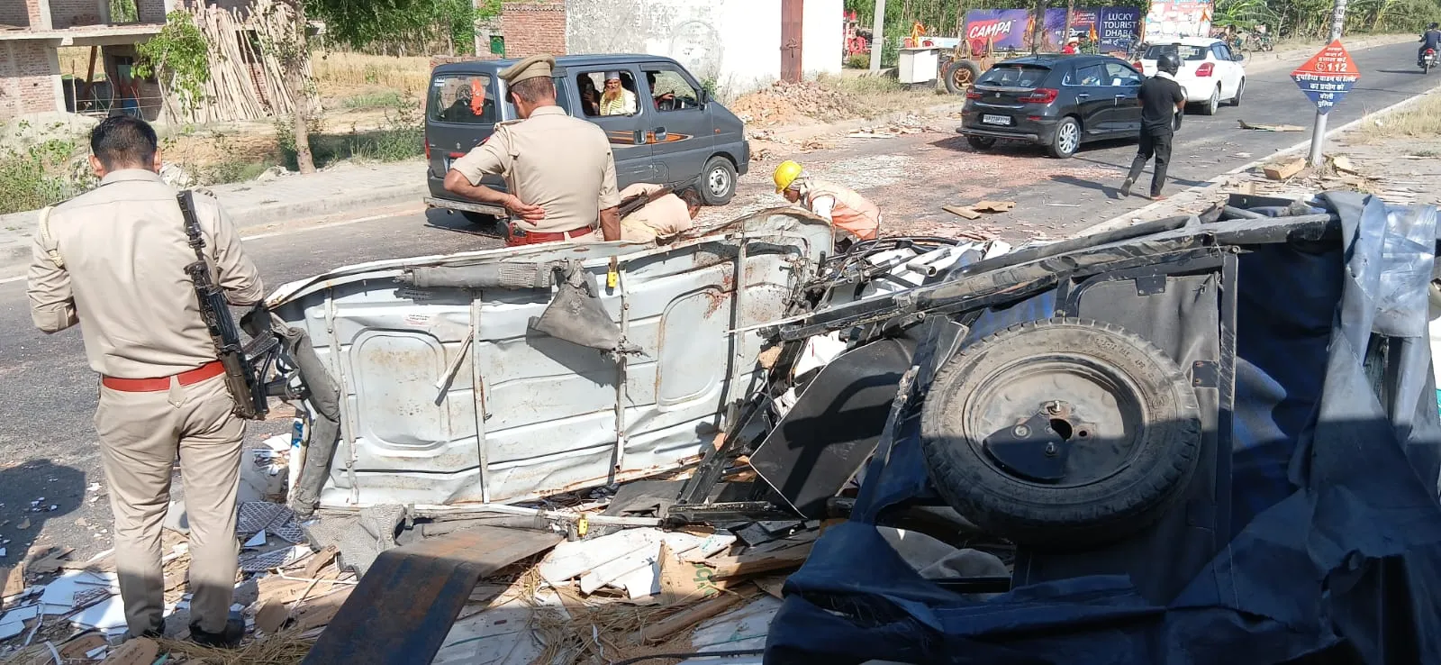 truck loaded with tiles