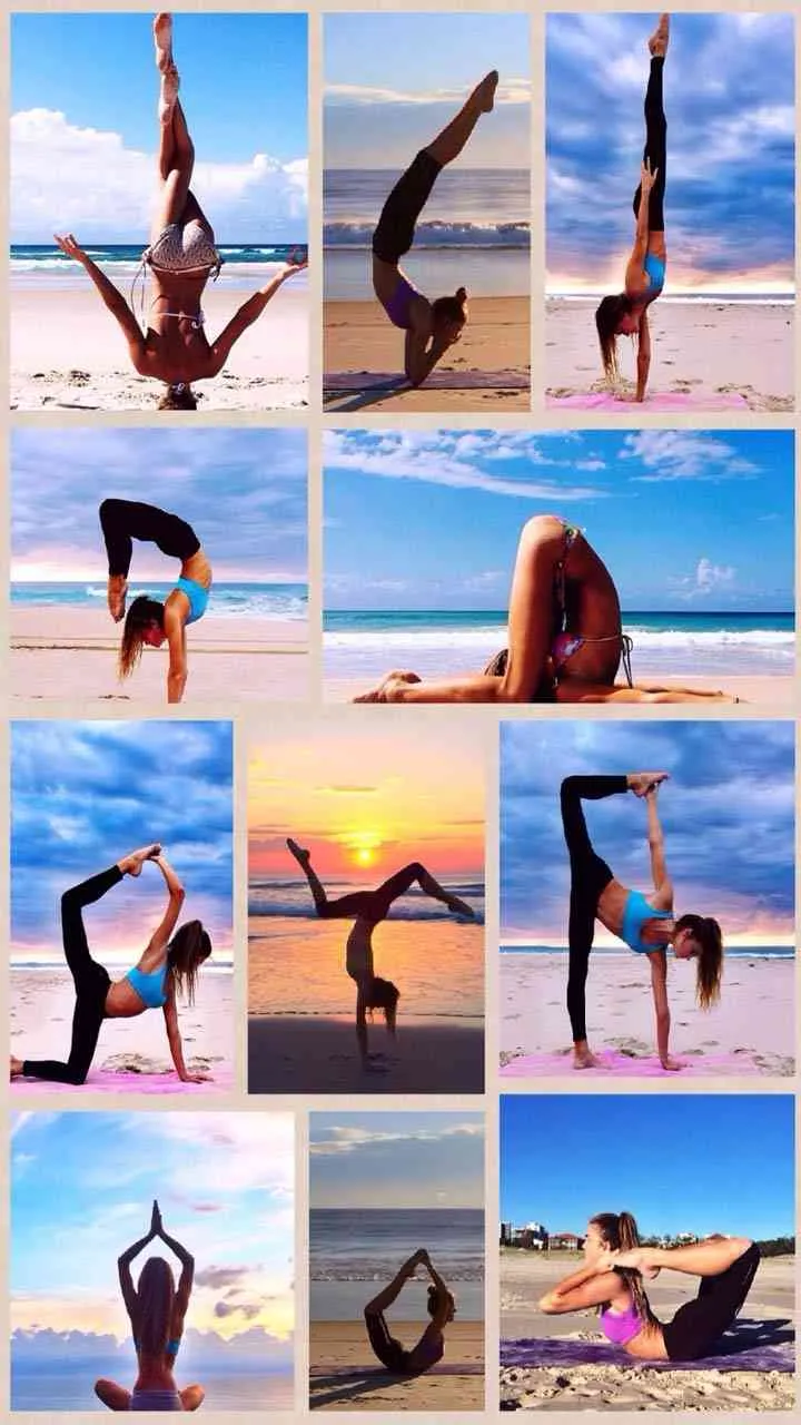 Premium Photo | Yoga trainer woman workout exercises body flexibility asana  photo collage
