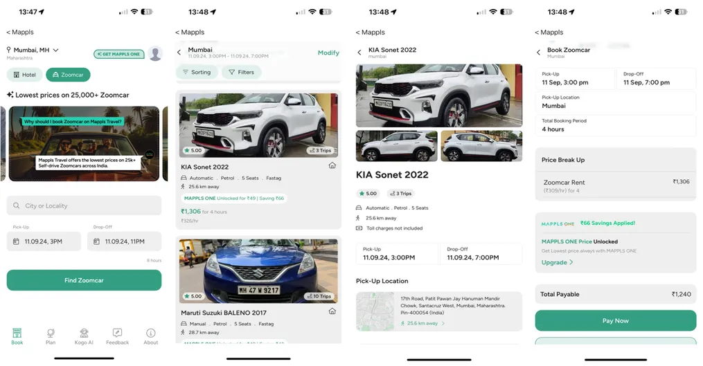 Mappls MapmyIndia Partners with Zoomcar