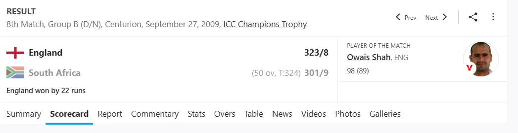 South Africa vs England, 8th Match, Group B at Centurion, , Sep 27 2009 