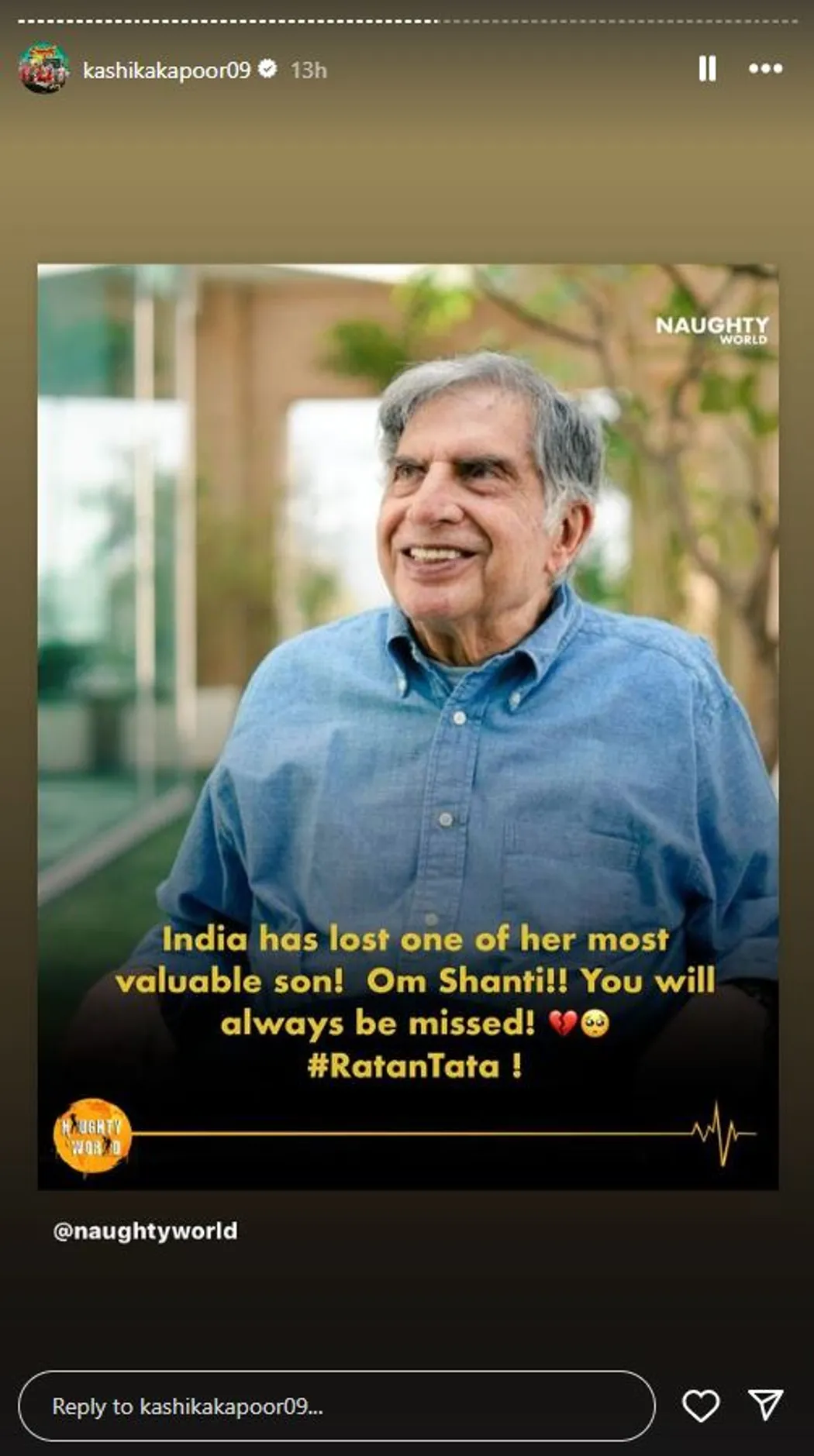 Kashika Mourns Ratan Tata's Loss, Shares Motivational Quote