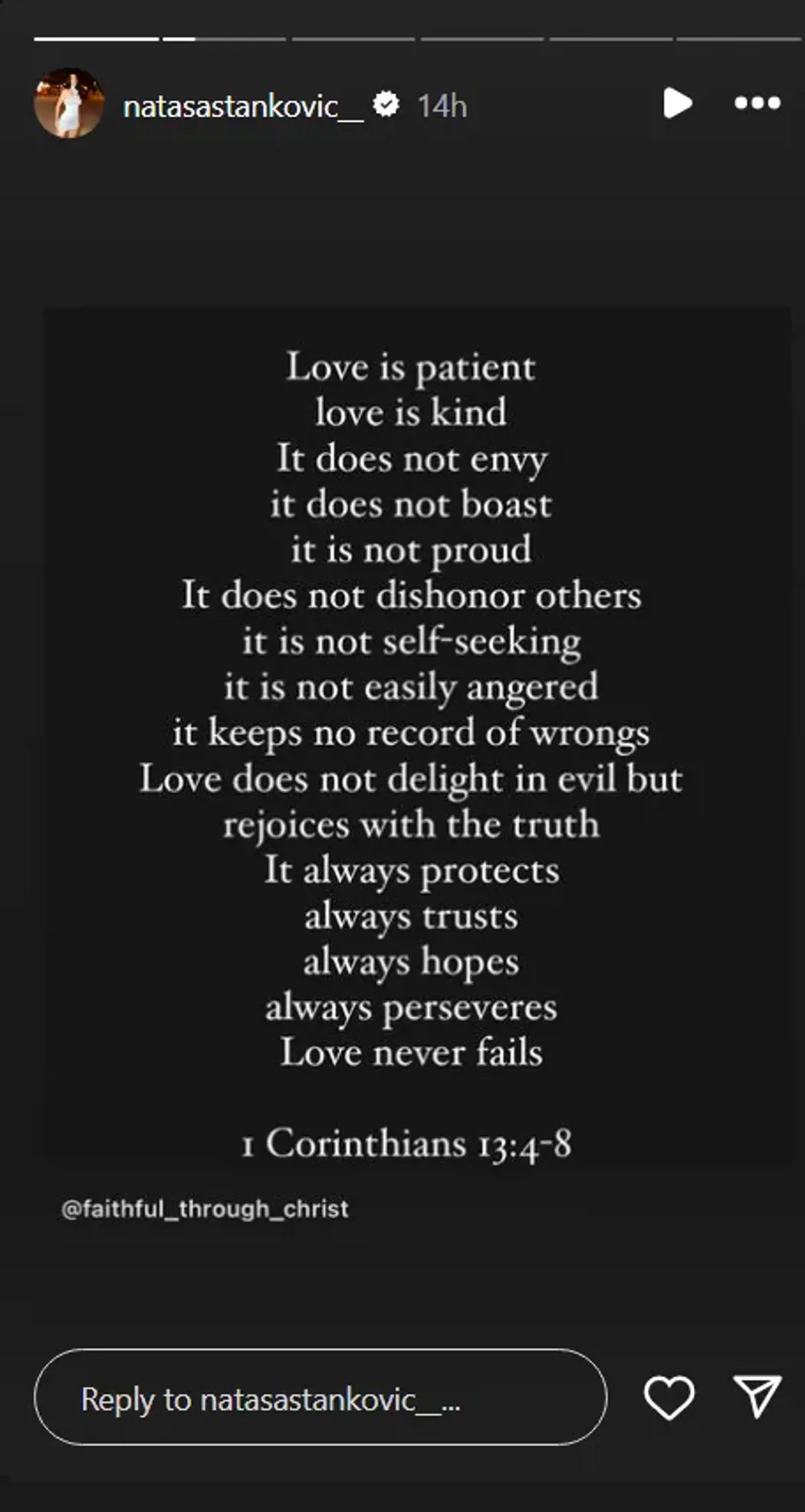 'Love is patient' - Natasha Stankovic