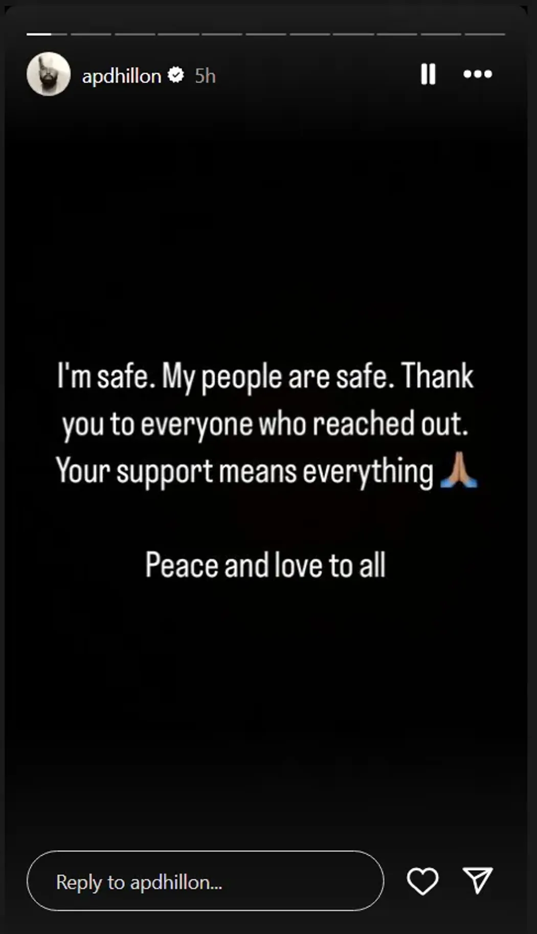 AP Dhillon Assures Fans of Safety After Vancouver Incident