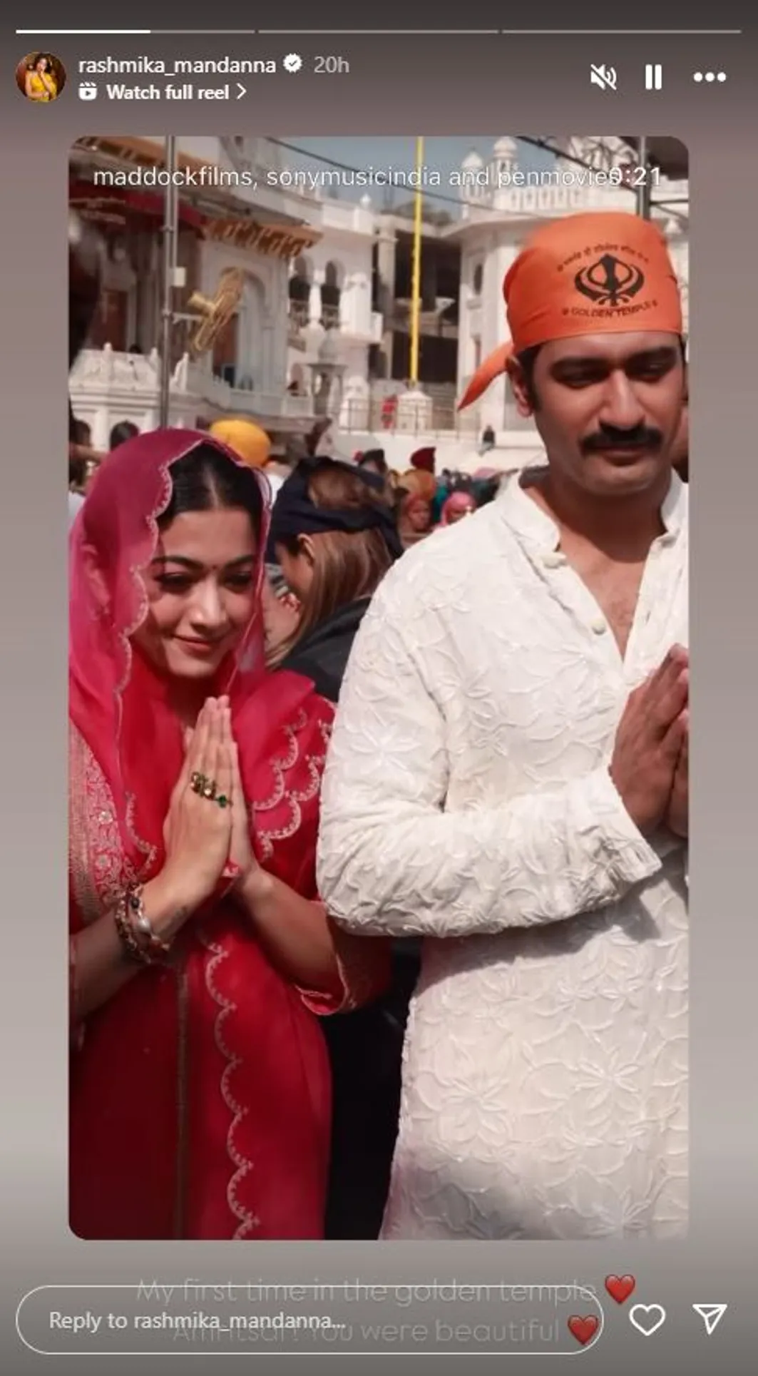 Rashmika also shared a picture on her Instagram stories, posing with Vicky Kaushal
