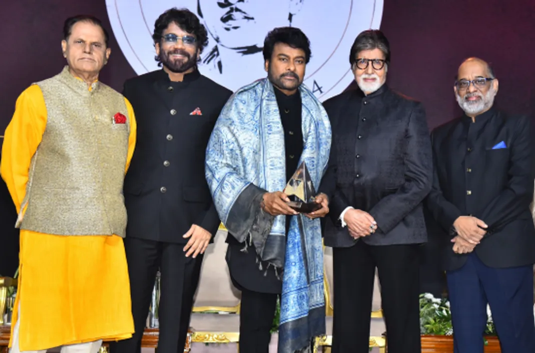 Chiranjeevi honored with ANR Award; Amitabh Bachchan presents the award