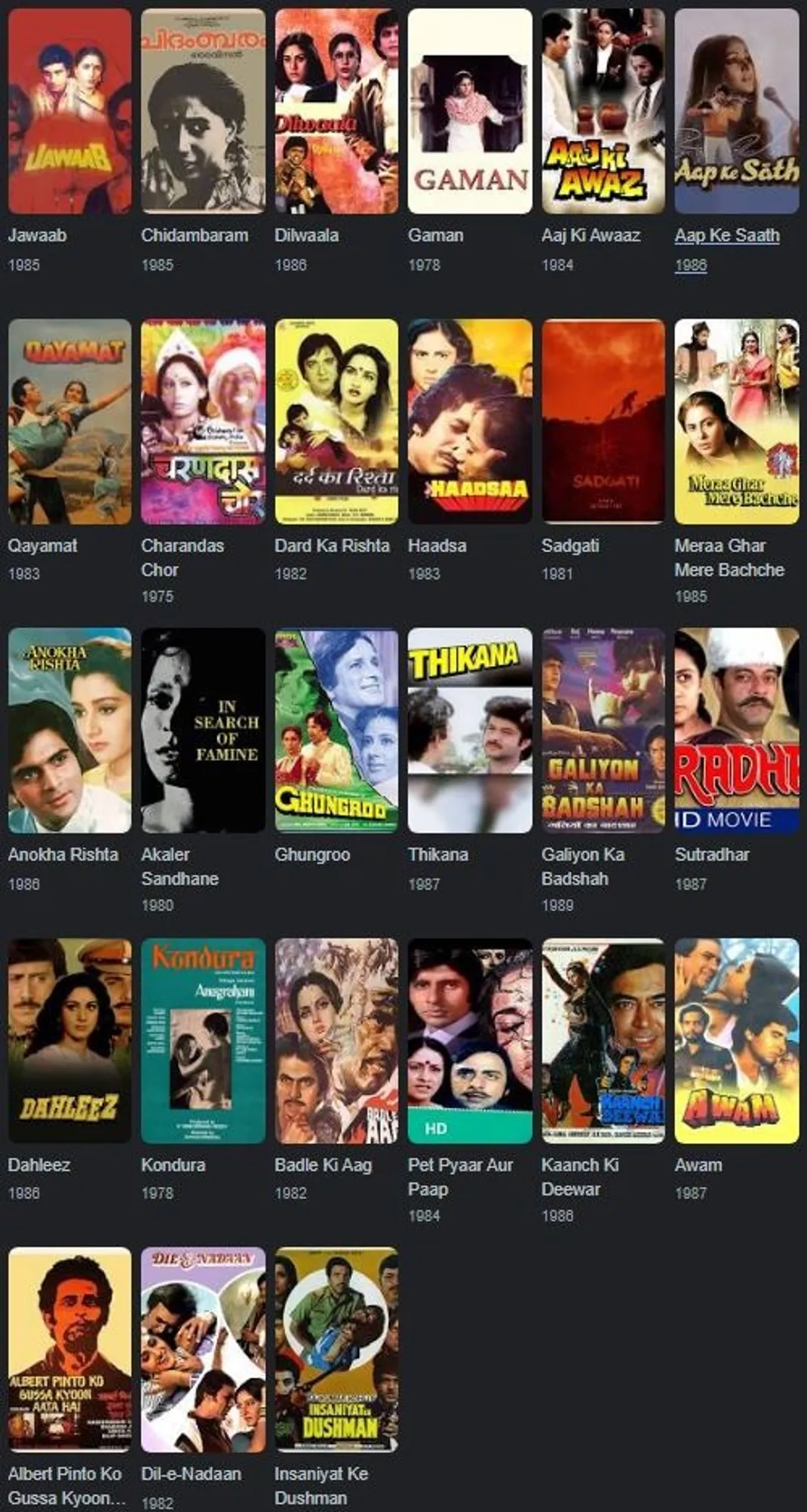 Smita filmography