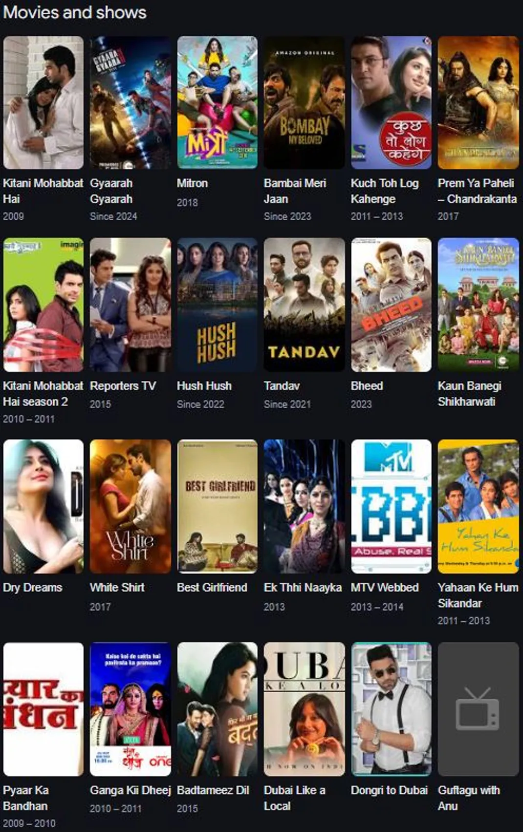 Kritika Kamra movies and shows