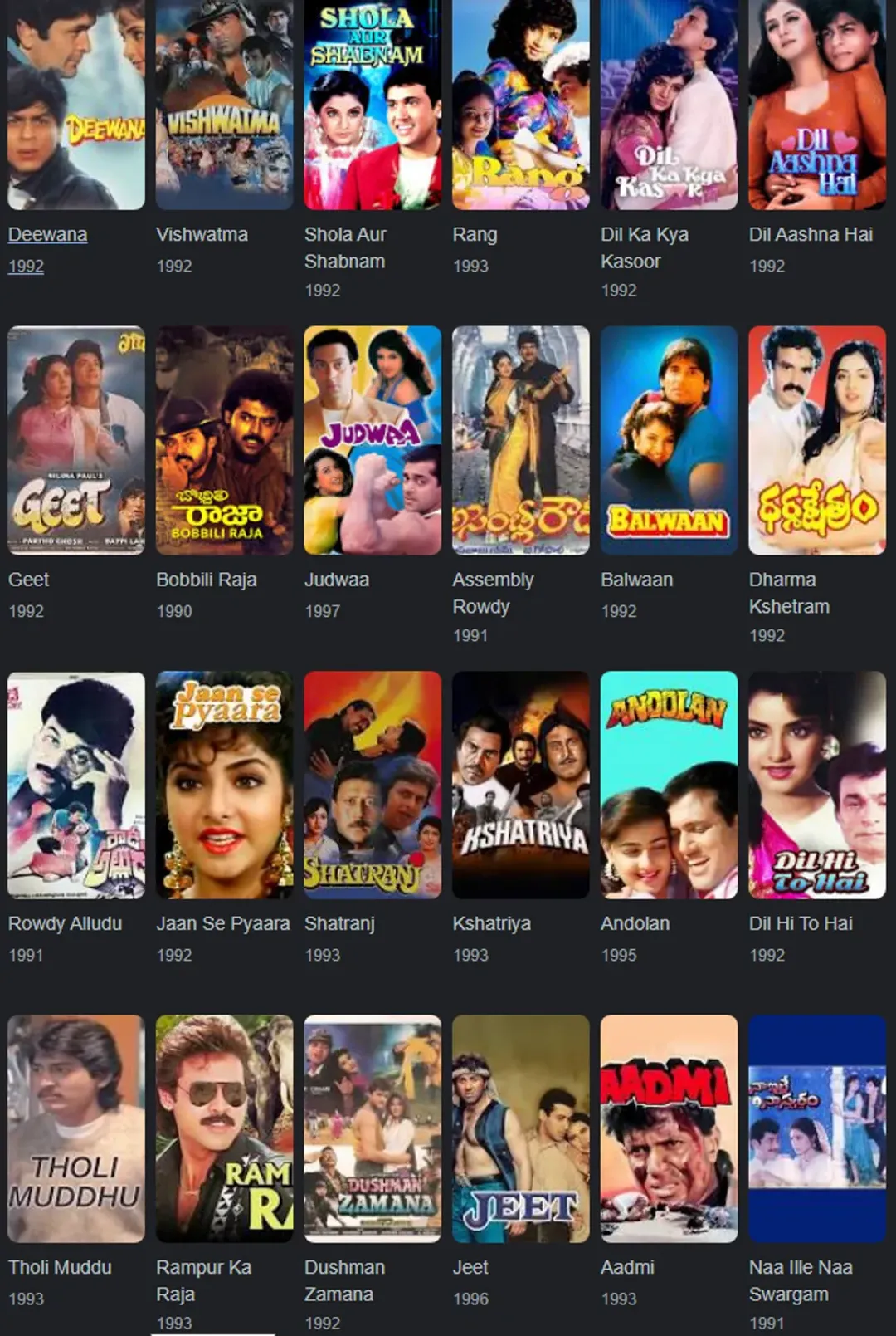 Divya Bharti films
