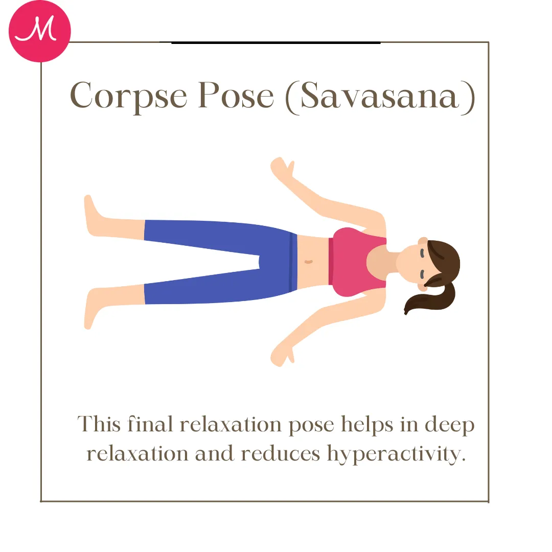 Corpse Pose (Savasana) for stress relief and relaxation in kids 
