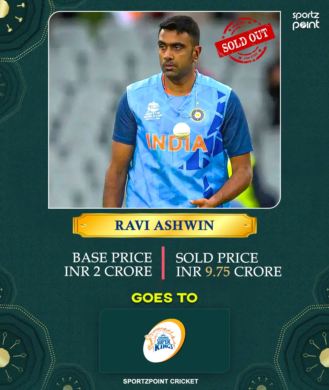 Ravi Ashwin is heading home as CSK win the bid at 9.75 cr! - sportzpoint.com