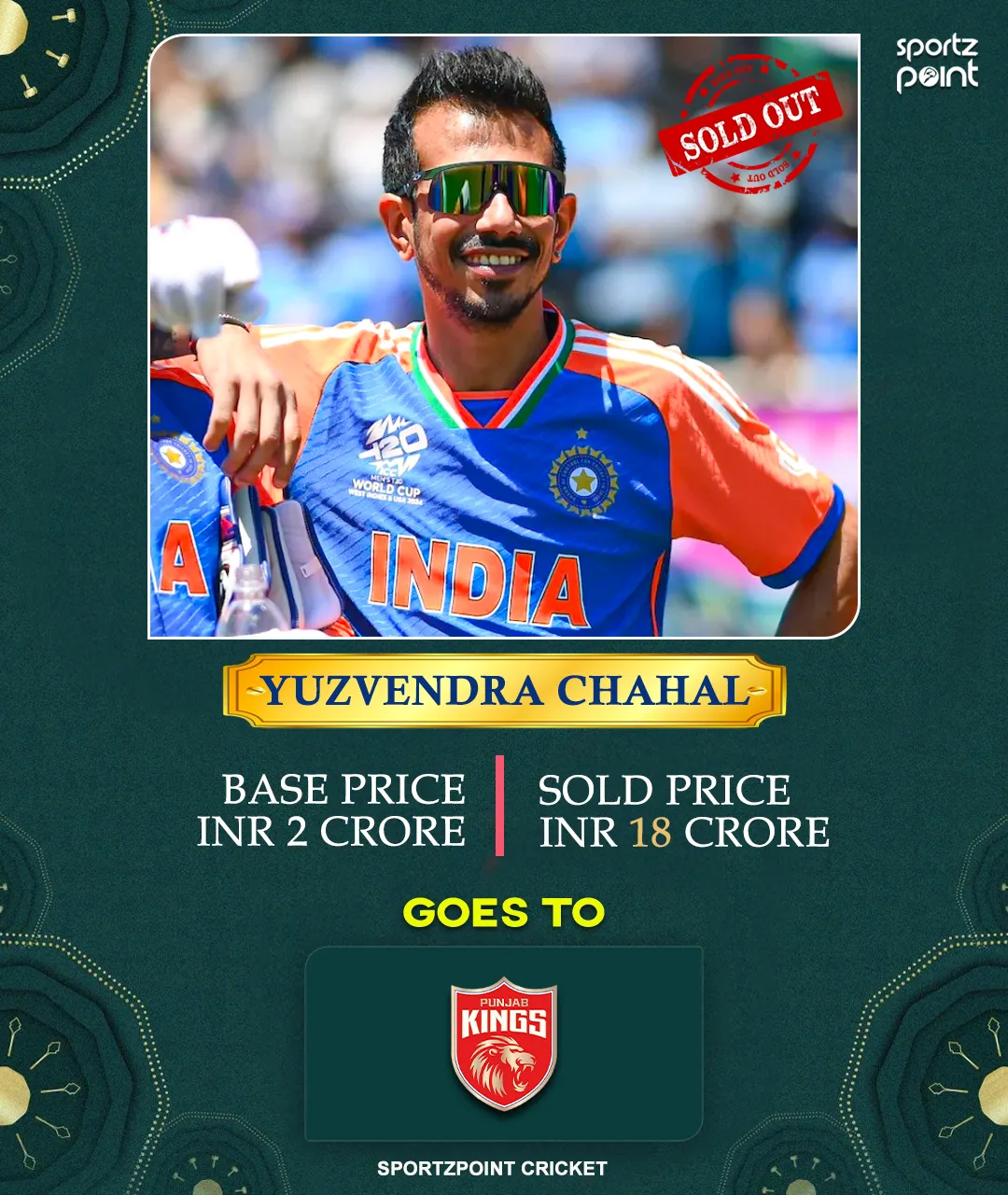 IPL 2025 Auction LIVE Updates - Yuzvendra Chahal was sold to PBKS for INR 18 cr - sportzpoint.com