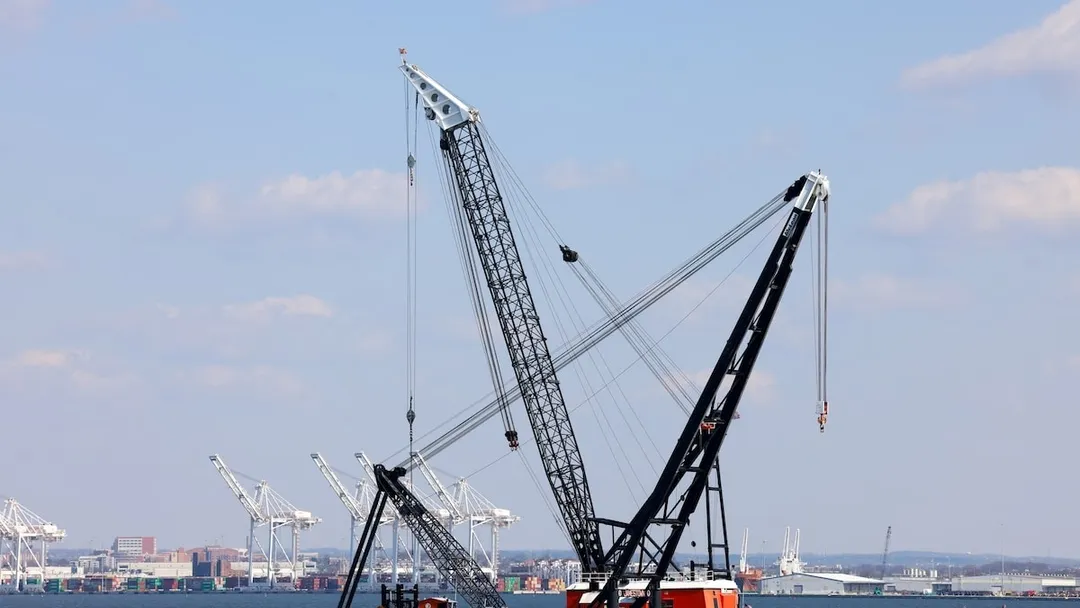 Giant Crane Deployed to Clear Debris from Baltimore Bridge; Crews Assessing Damage