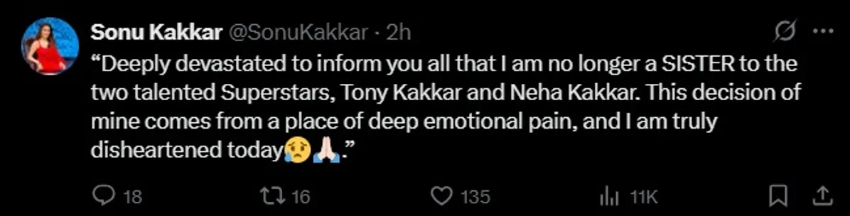 Sonu Kakkar Post