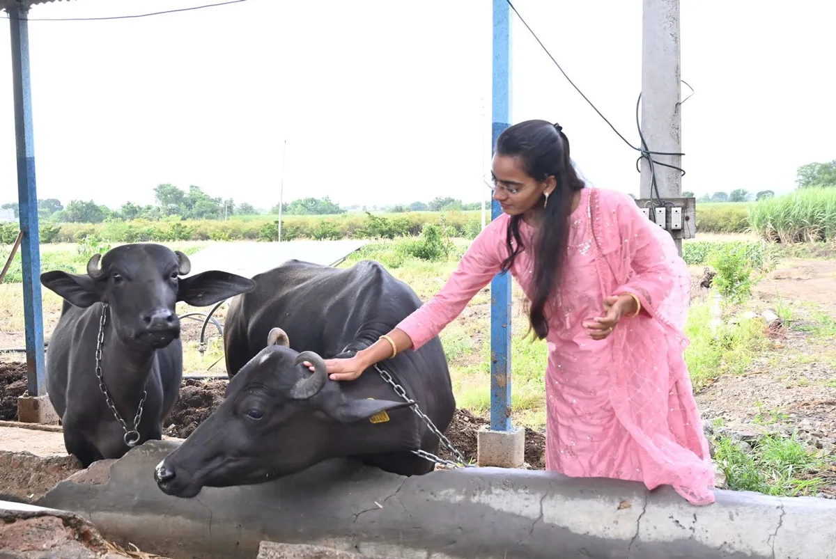 Shraddha Dhawan, 24, at her farm in Nighoj village, Ahmednagar, Maharashtra. Pic: Shraddha Farm
