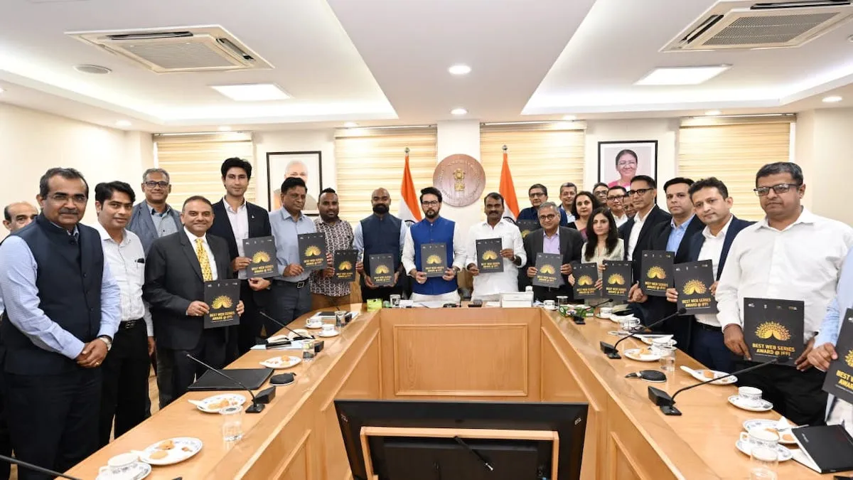 anurag thakur apurva chandra releasing OTT booklet