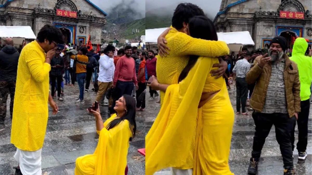 Couple propose in Kedarnath temple