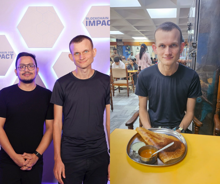 Billionaire Vitalik Buterin celebrates Ethereum's 8th Birthday in Bengaluru with Ghevar Cake and Masala Dosa