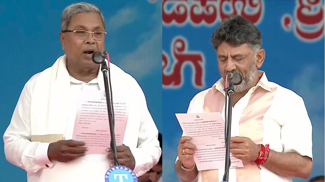 Siddaramaiah Takes Oath As Karnataka Cm Dk Shivakumar As His Deputy