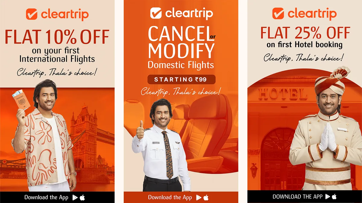 Dhoni promotes Cleartrip for the first time for its flexibility and offers on flights hotels and buses
