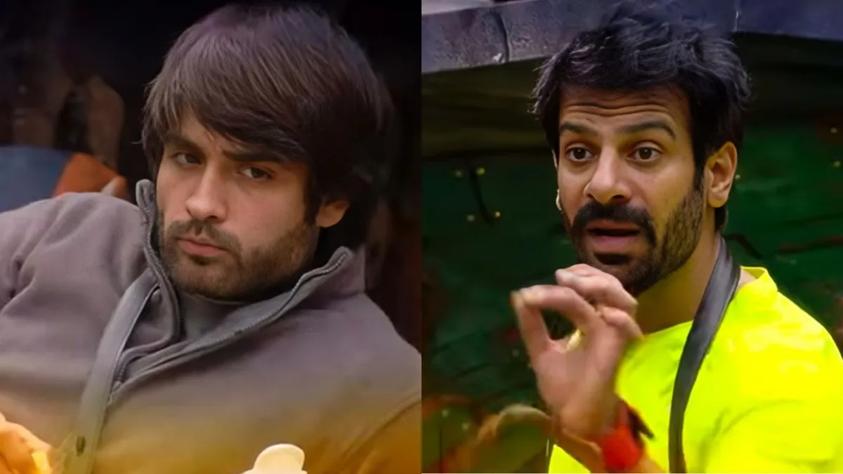 Bigg Boss 18 contestants Vivian Dsena and Karan Veer Mehra during the roast segment
