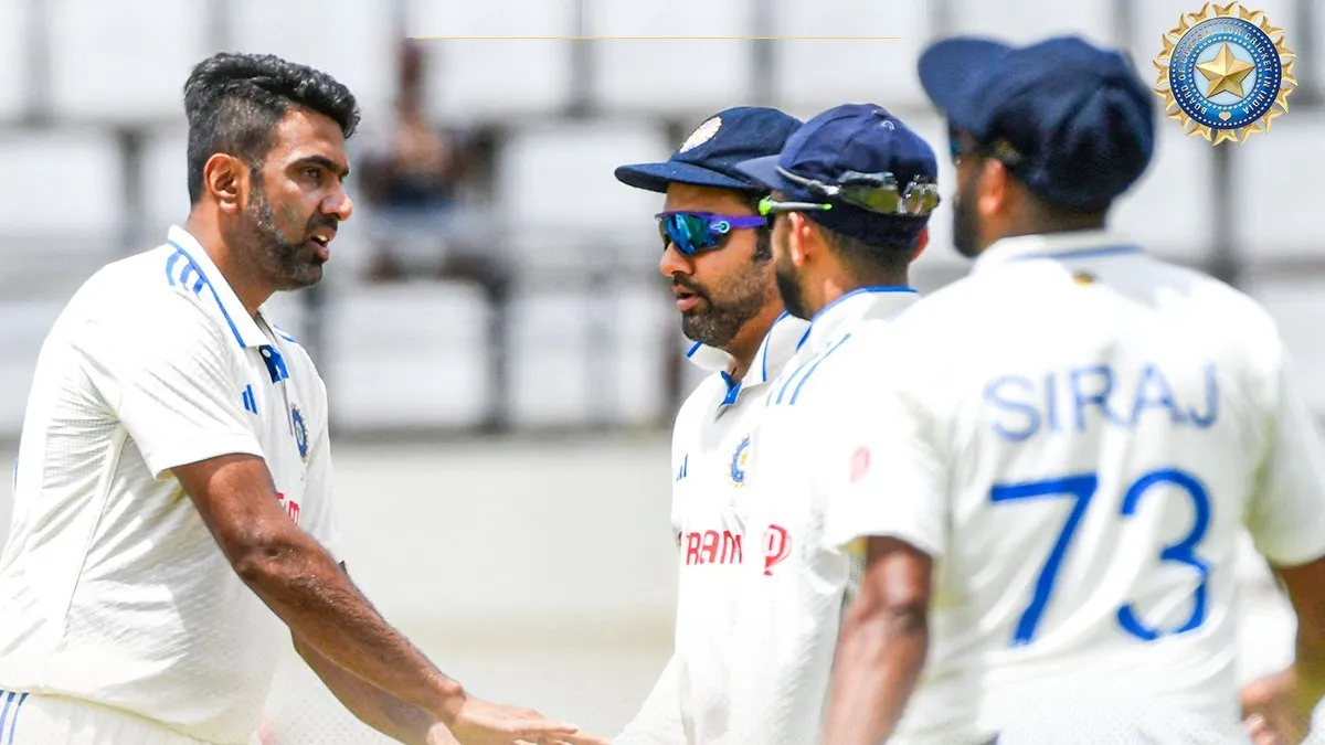 R Ashwin and Rohit Sharma on Day-1 during first Test match against West Indies