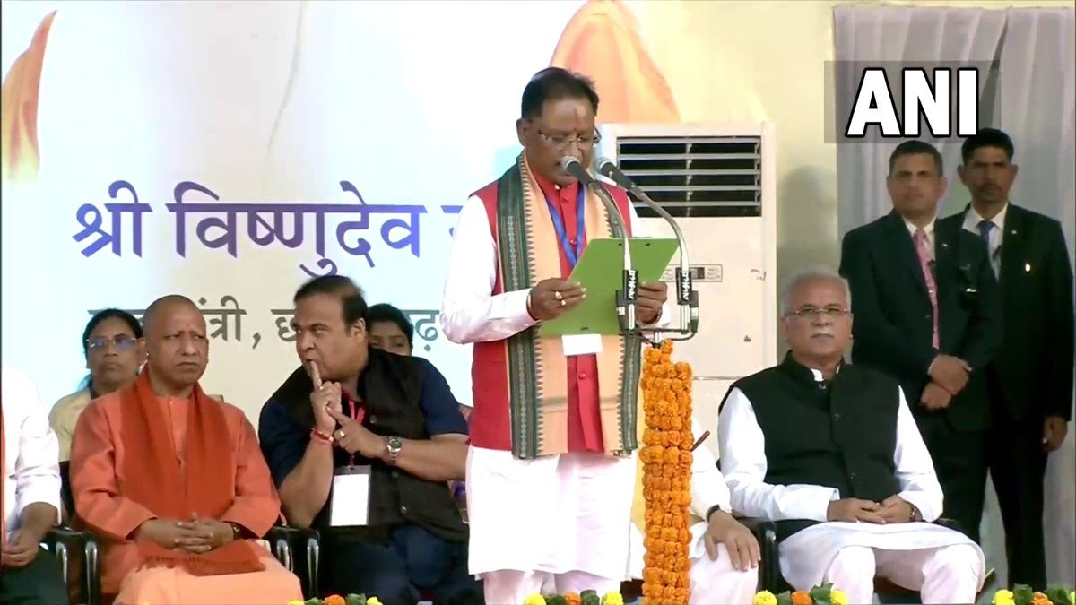 Chhattisgarh New Cm Oath विष्णुदेव साय बने छत्तीसगढ़ के नए मुख्यमंत्री अरुण साव और विजय शर्मा 4761