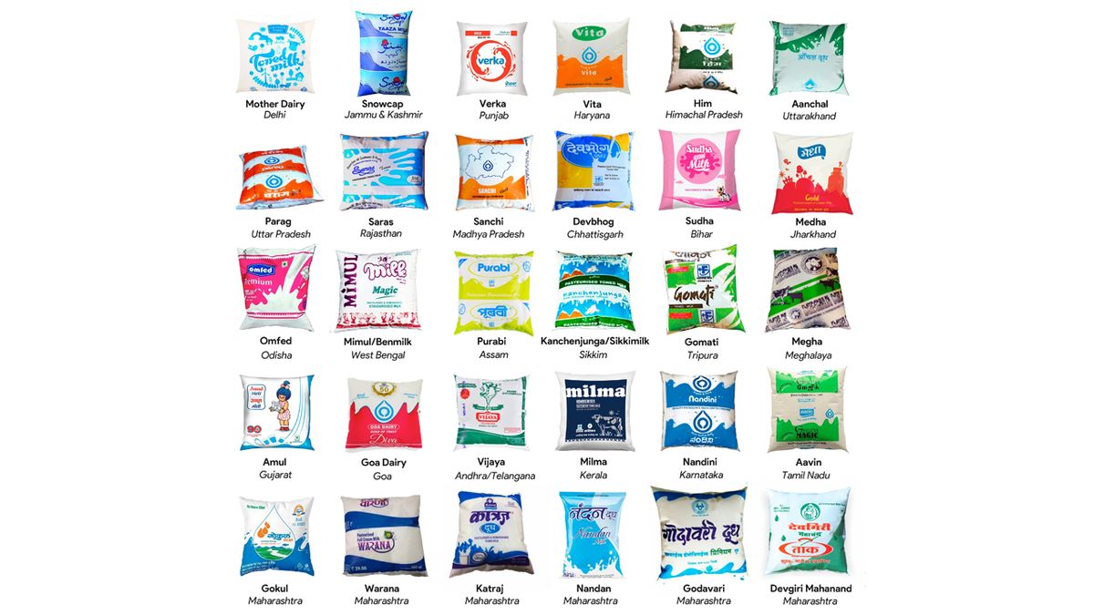 28 states 28 famous milk brands in India or more