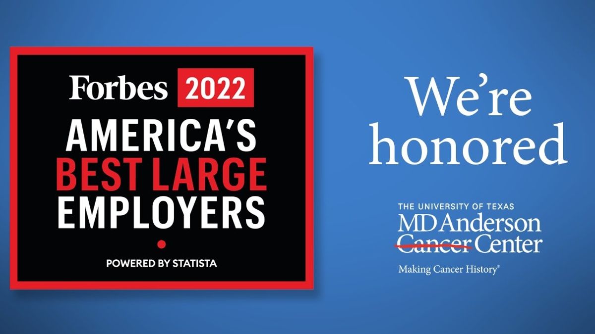 MD Anderson Recognized as One of America's Best Large Employers by Forbes