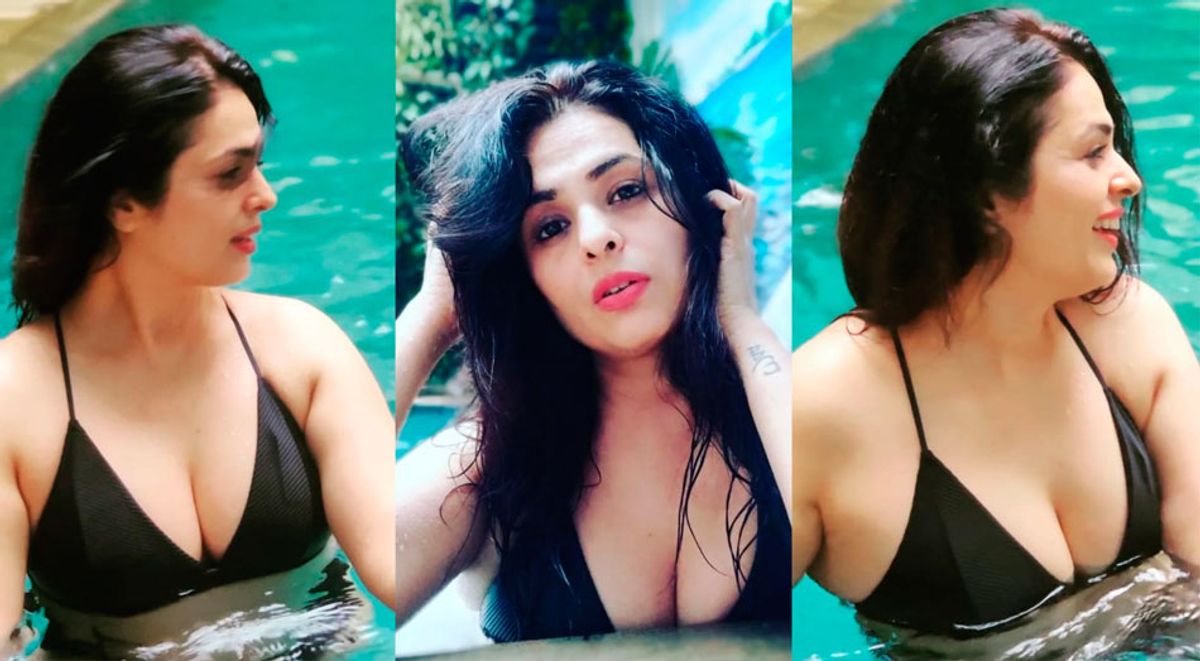 Good Newwz Actress Anjana Sukhani Looks Unrecognizable In Sexy Black  Bikini Pics At The Pool –
