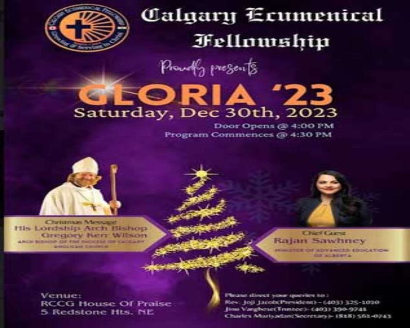 Calgary Ecumenical Fellowship Christmas Celebration “Gloria-23” with Honorable Rajan Sane and Archbishop Gregory Kerr Wilson