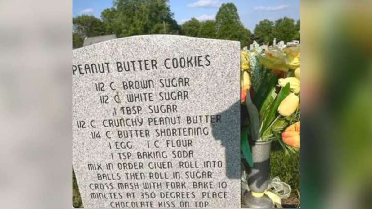 Tombstone Inscribed With Recipe Of Peanut Butter Cookie Goes Viral