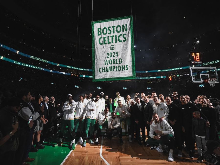 WATCH Boston Celtics get championship rings and raise banner 18 at TD