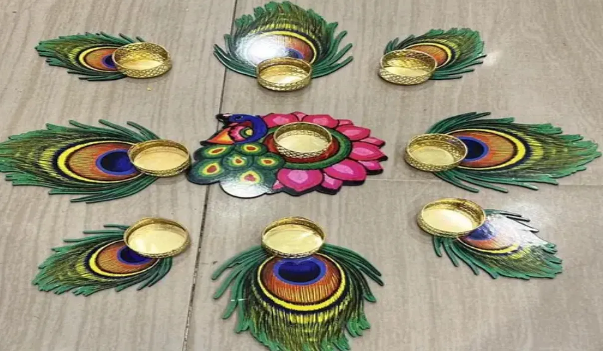 Peacock Feather Rangoli Sticker