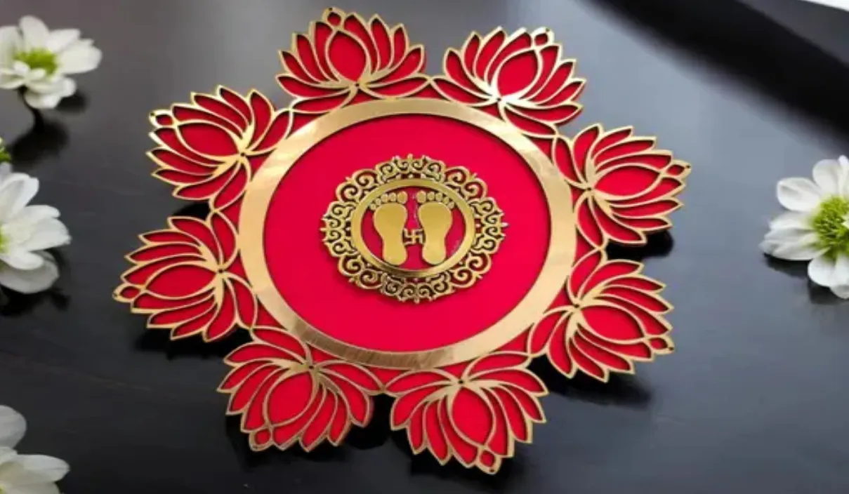 Saraswati trading company Reusable MDF Wood Rangoli Board 