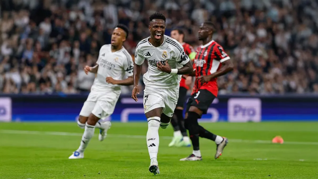 Real Madrid vs AC Milan UEFA Champions League 2024-25 LIVE | Vinicius equalises for Real Madrid | RMA 1-1 ACM - sportzpoint.com