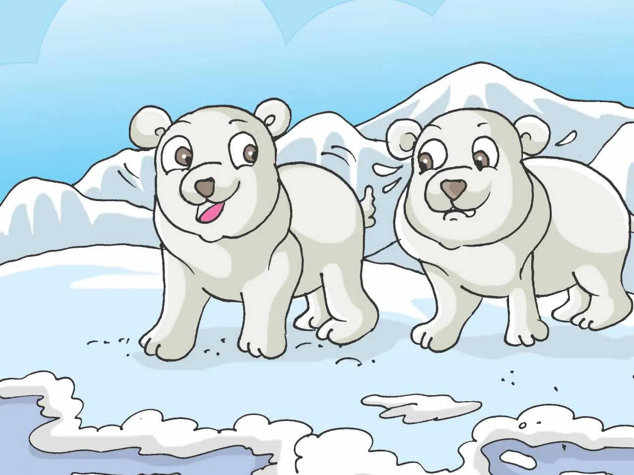Two Polar Bear Cubs Cartoon image