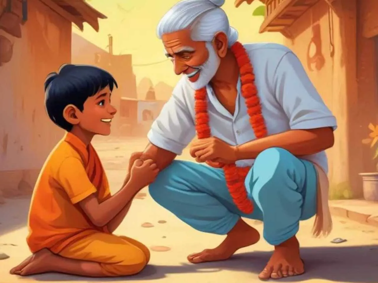 cartoon image of kid with his grandfather
