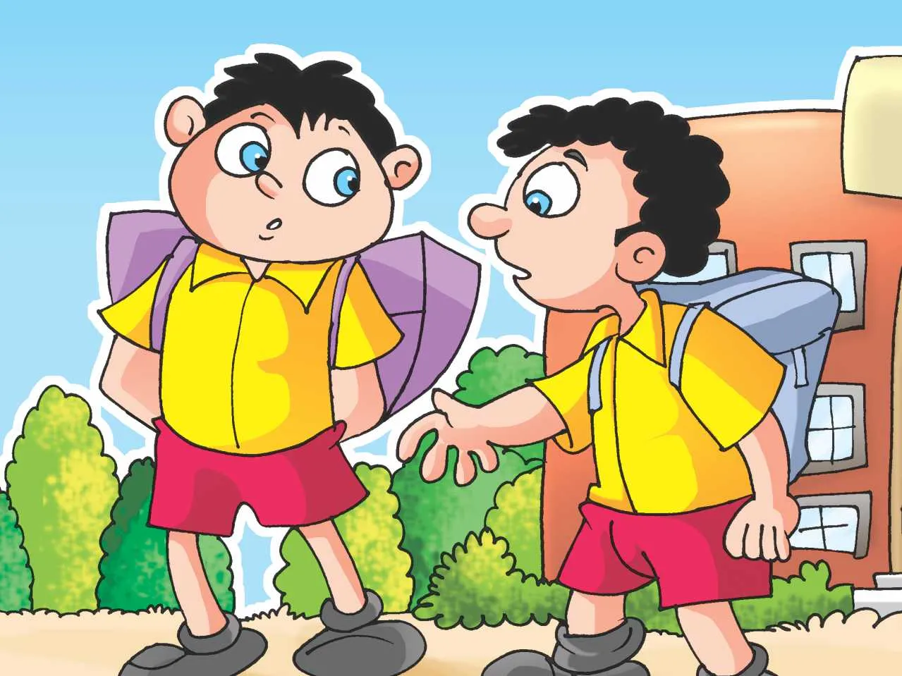 Two School Boys cartoon image