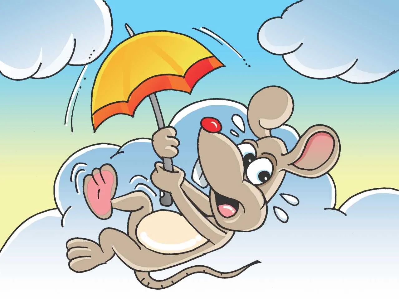 Mouse with an Umbrella cartoon image