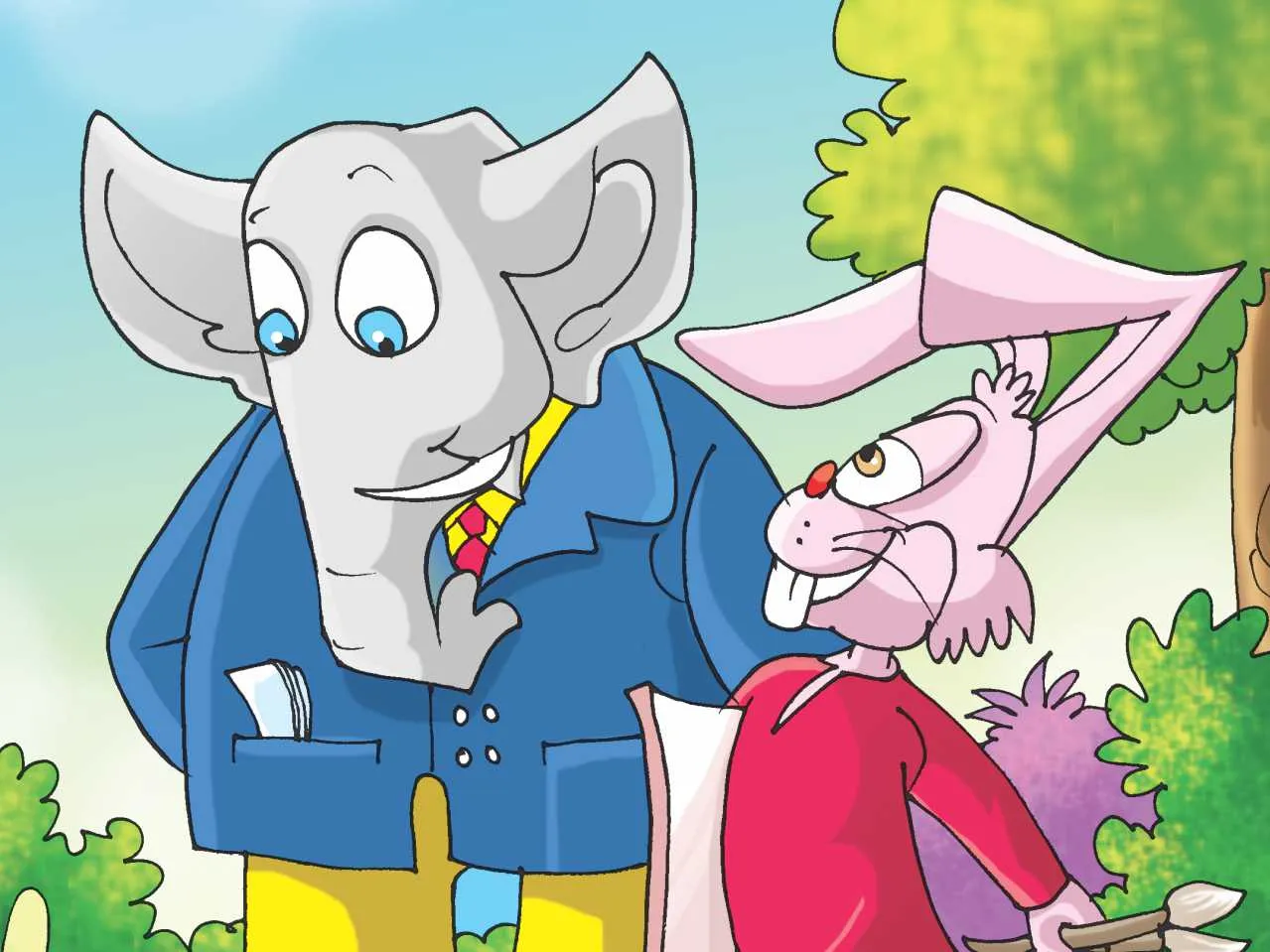 Elephant and rabbit jungle story
