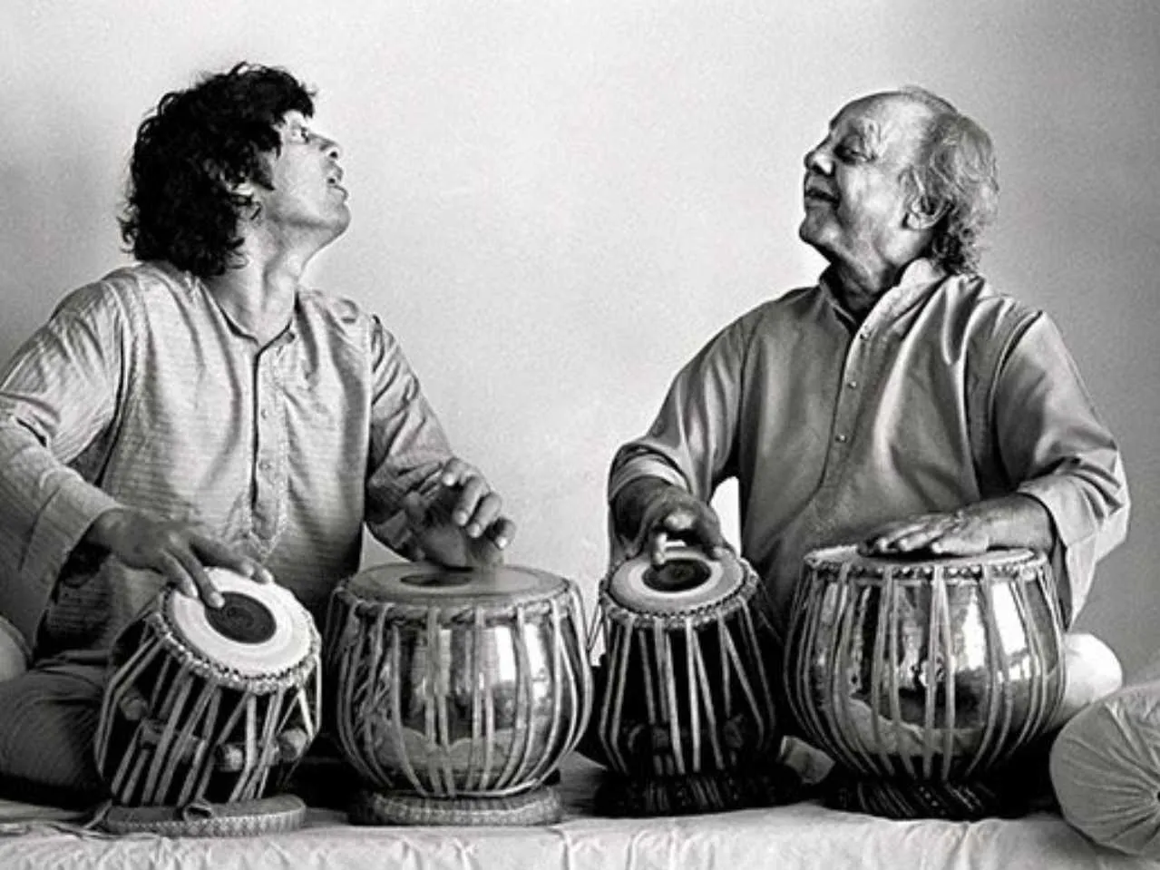 Zakir Hussain with his teacher