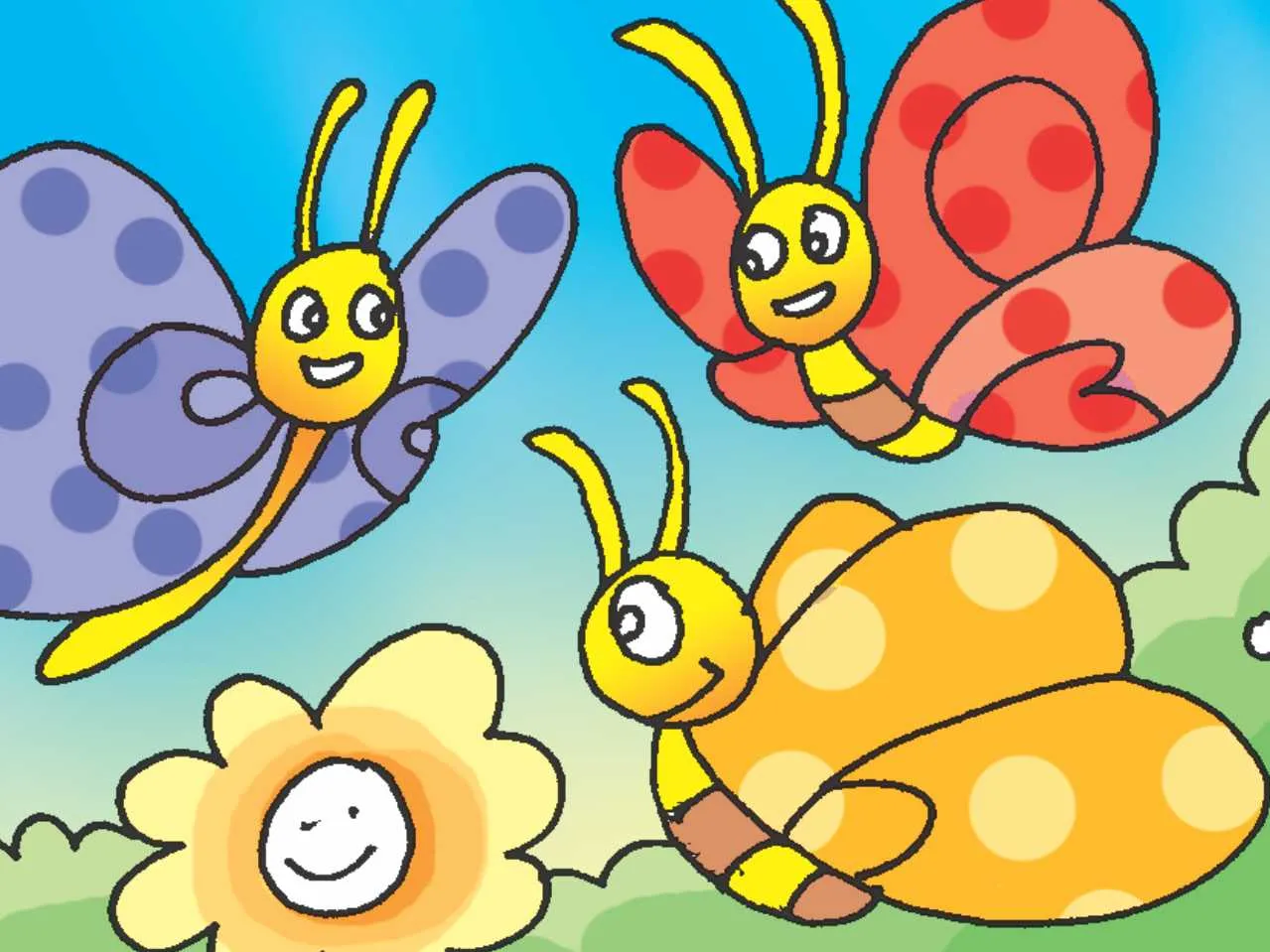 Three Butterflies cartoon image