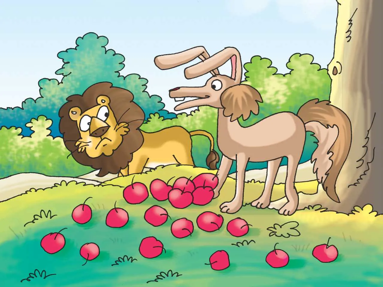 Lion and jackal cartoon image