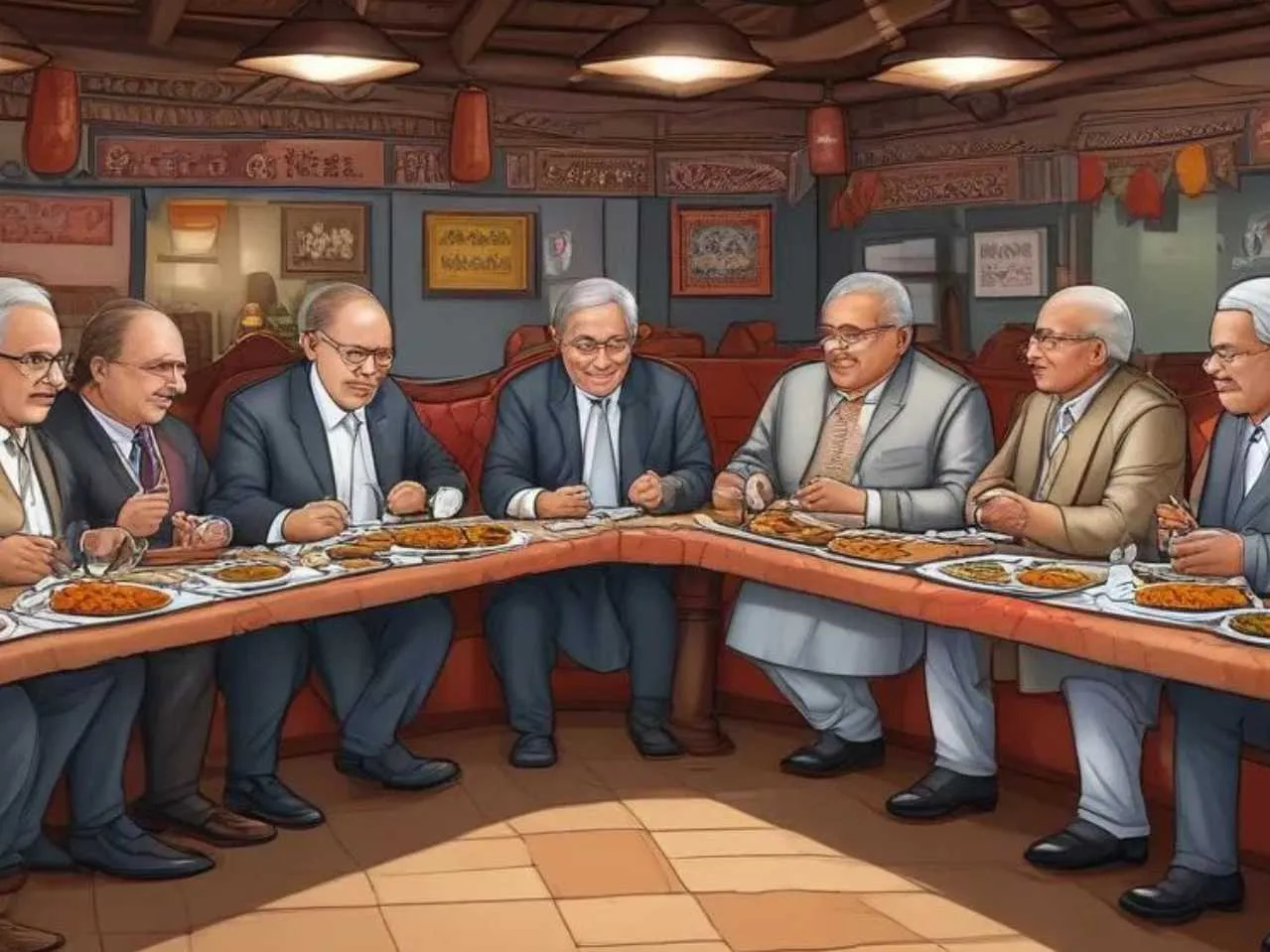 Foreign ministers having dinner