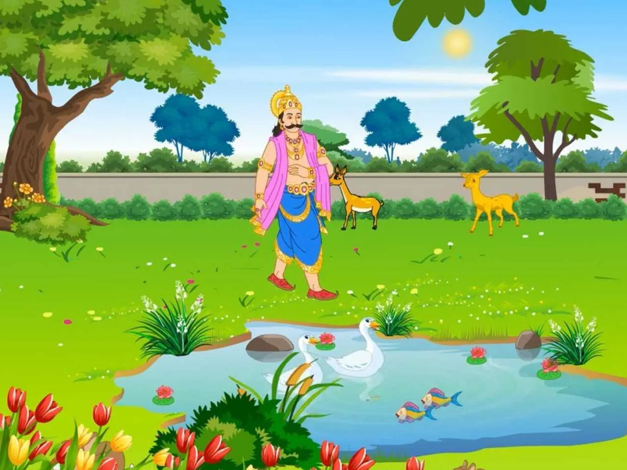 King in garden cartoon image