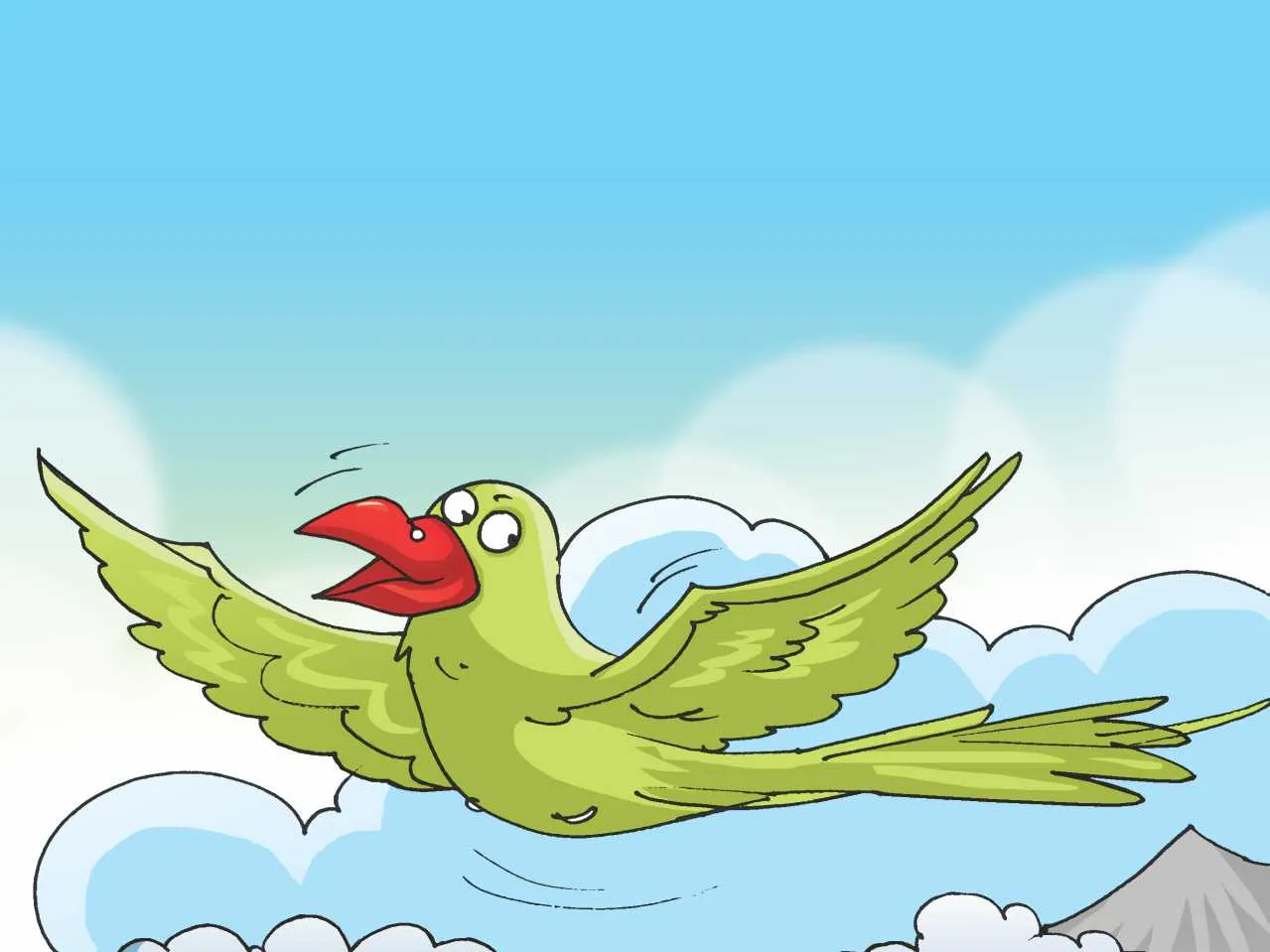 Parrot flying in sky cartoon image