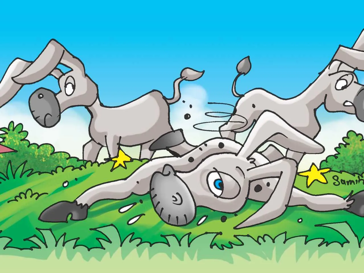 Donkeys running Cartoon image