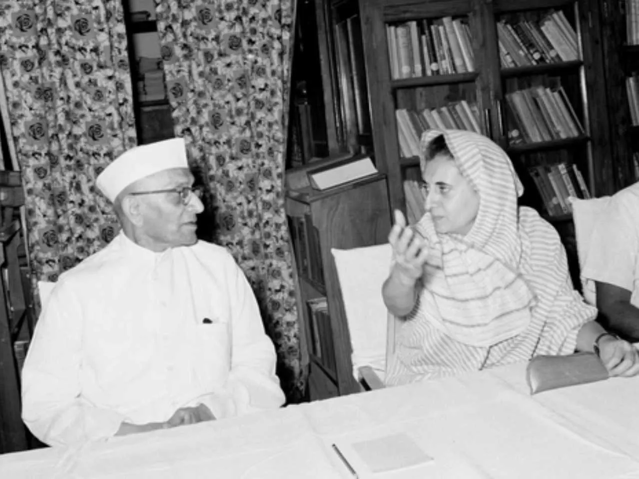 Morarji Desai with Indira Gandhi