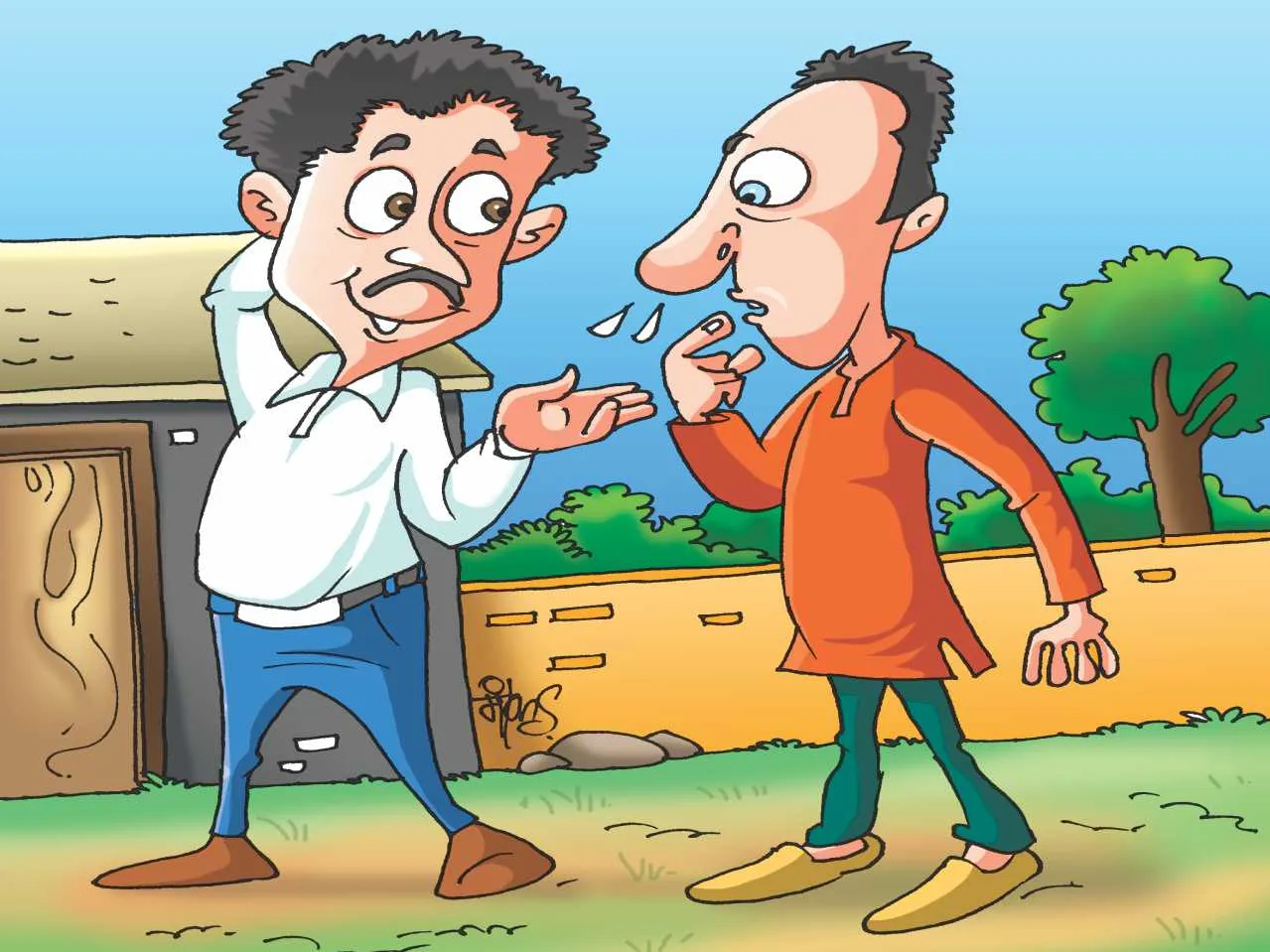 Two man talking cartoon image