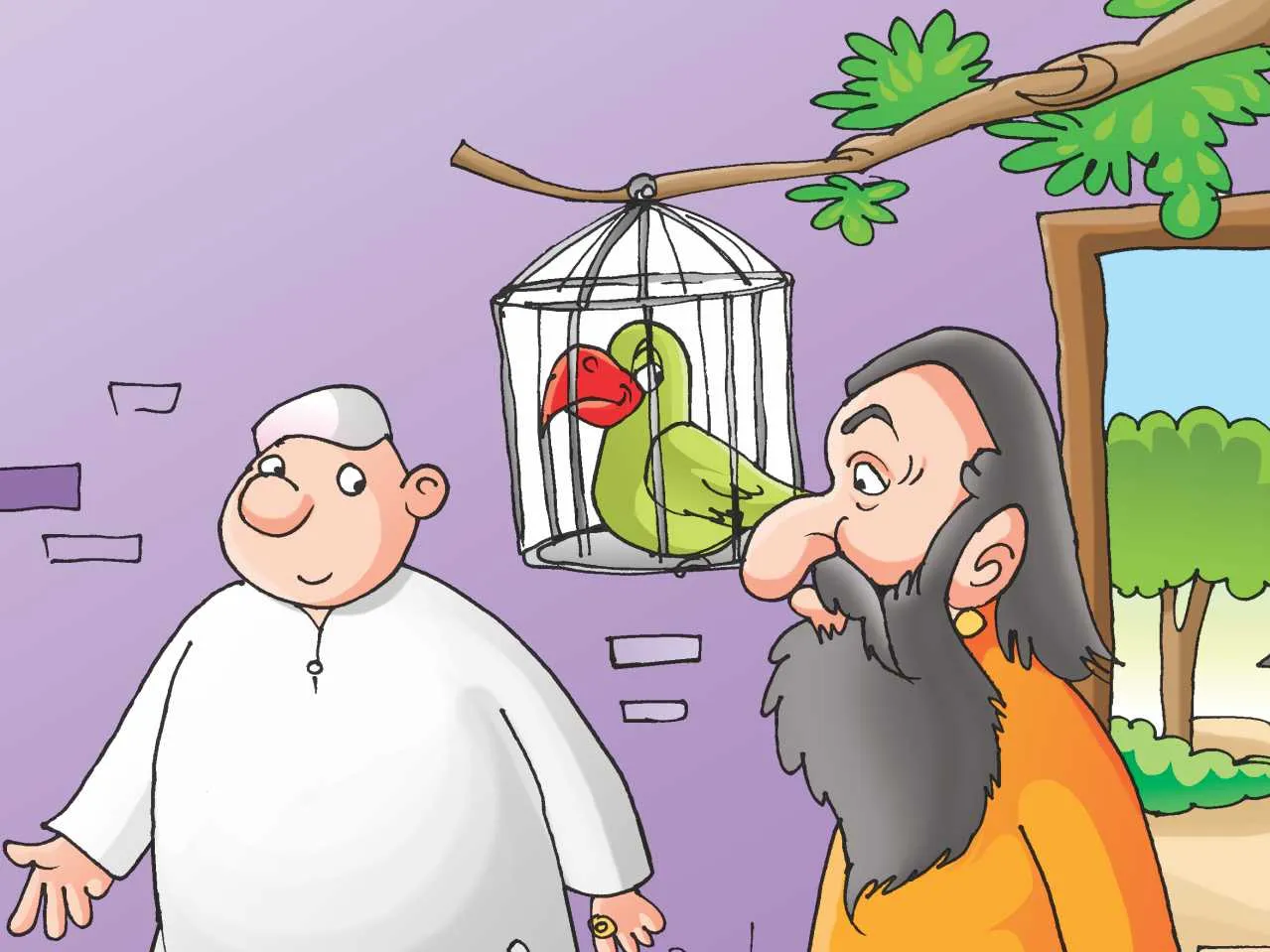 Saint business man and parrot cartoon image